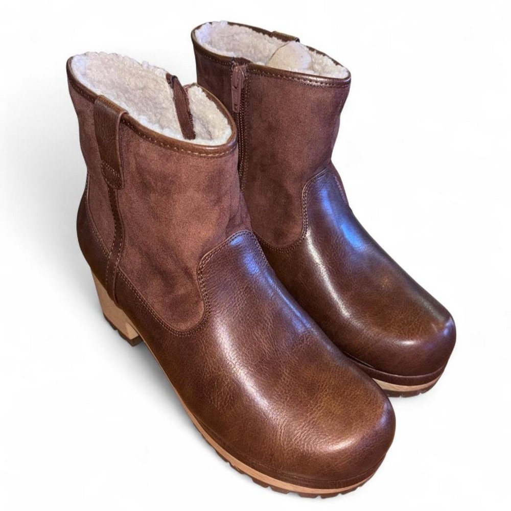 universal threads brown leather ankle boot 8.5 - Picture 2 of 6